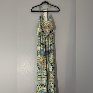 Meghan Los Angeles-Size L-Green geometric Spaghetti strap dress